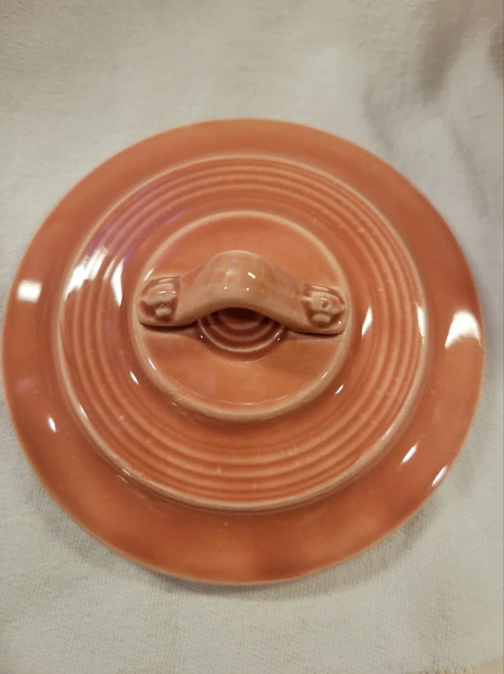 Vintage Homer Laughlin Harlequin Rose Covered Sugar Bowl Pink Fiesta Era
